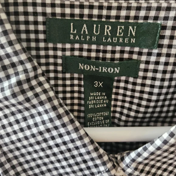 Lauren Ralph Lauren Black and White Gingham Button-Down Blouse - Picture 2 of 2